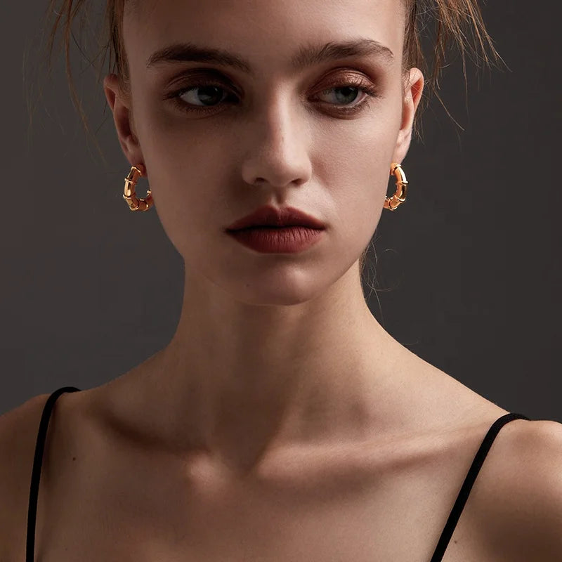 Bamboo Ribbed Hoop Earrings