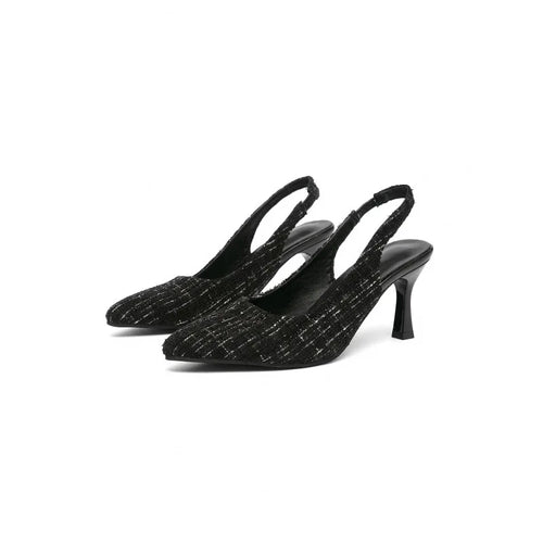Black Tweed Slingback Heels